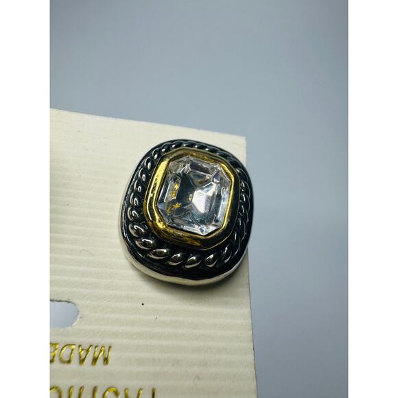 Metal Robe and Rhinestone Clip-On Fashion Earrings - Picture 3 of 5